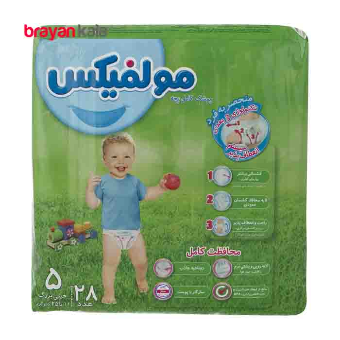 عکس شماره:1 , پوشک مولفیکس سایز 5 (x_large) بسته 28 عددی